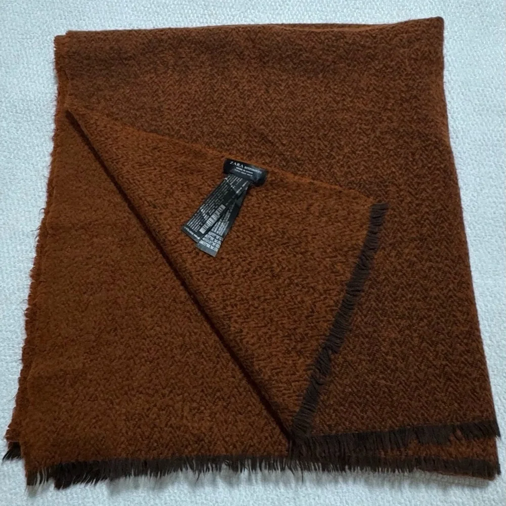 Zara Accessories Blanket Scarf Shawl Wrap Soft Cozy Herringbone Print 80x40